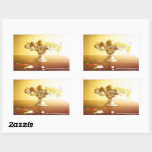 果物とバターフライの入ったガラスのバスケット 長方形シール (シート)