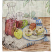 果物とワインの静かな絵画生活 シャワーカーテン (正面)