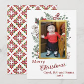 果物と植物の写真を使用したフラットなデザインのホリデーカード シーズンカード (正面/裏面)