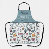 果物と猫 エプロン (正面)