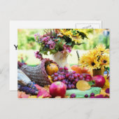 果物と花と感謝祭クロヌコピア シーズンポストカード (正面/裏面)