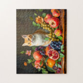 果物と花の中の雄ネコ ジグソーパズル (縦)