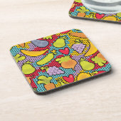 果物と野菜が付いているパターン コースター (左側)