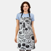 果物と野菜のスケッチの例 エプロン (着用した状態)