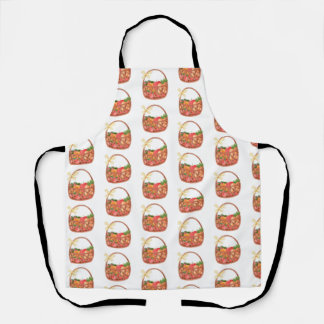 果物と野菜のバスケットが可愛い エプロン