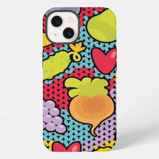 果物と野菜のパターン iPhoneケース (裏面)