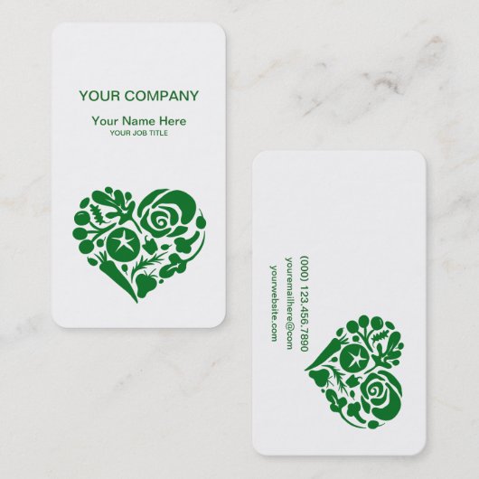 果物と野菜のビーガンのハートビジネス 名刺 (正面/裏面)