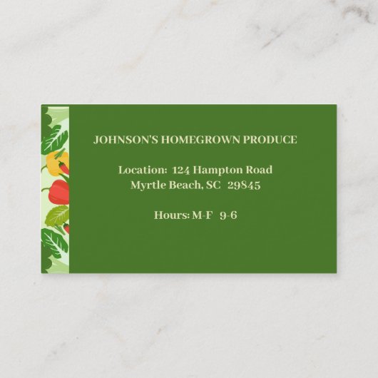 果物と野菜の名刺を作る 名刺 (裏面)