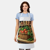 果物と野菜をテーマにしたエプロン | ヴィンテージスタイル エプロン (着用した状態)