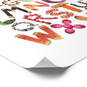 果物と野菜を持つアルファベットフードアート –  ポスター (角)