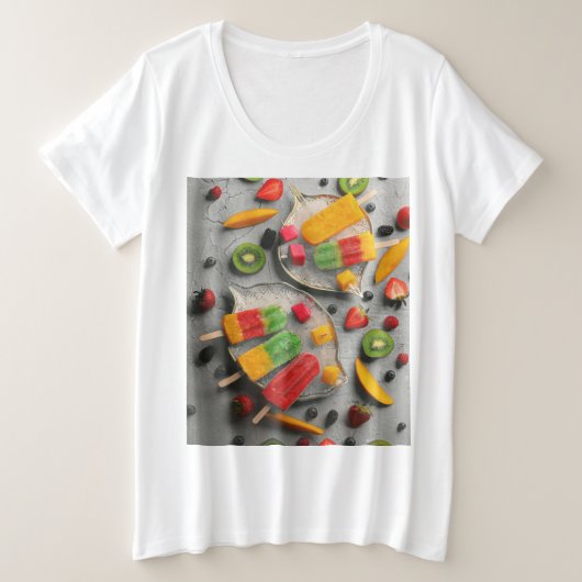 果物と野菜 プラスサイズTシャツ (デザイン正面)
