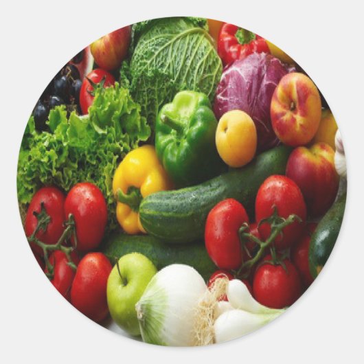 果物と野菜 ラウンドシール (正面)