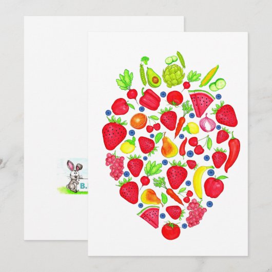 果物と野菜 招待状 (正面/裏面)