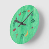 果物と野食べ菜の増える時間の壁掛け時計 ラウンド壁時計 (傾斜)