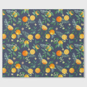 果物のオレンジで熱葉帯のと花をつける ラッピングペーパー (フラット)