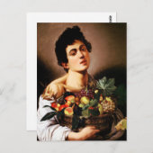 果物のバスケットを持つカラヴァッジョ・ボーイ ポストカード (正面/裏面)