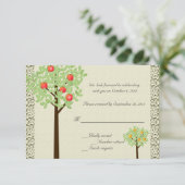 果物の木のデザインの結婚式招待状への返信。 招待状 (スタンド正面)