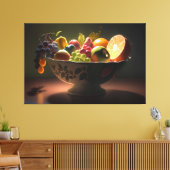 果物の絵画キャンバスのボウルの静物生活のp キャンバスプリント (インサイチュ (リビング))