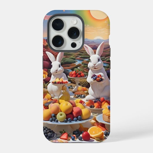 果物の風景とうさぎ iPhoneケース (裏面)