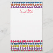 果物や花の模様パーソナライズされた 便箋 (正面)