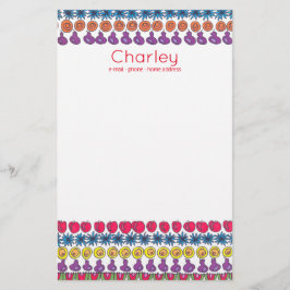 果物や花の模様パーソナライズされた 便箋