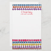 果物や花の模様パーソナライズされた 便箋 (正面/裏面)