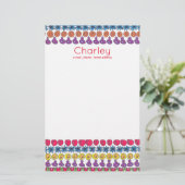 果物や花の模様パーソナライズされた 便箋 (スタンド正面)