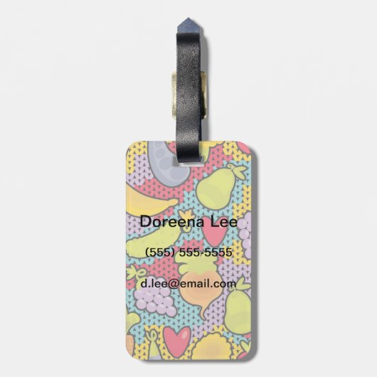 果物や野菜の模様 ラゲッジタグ (裏面縦)