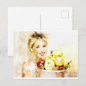 果物を持った女の子 ポストカード (正面/裏面)