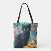果物を持つ黒猫 トートバッグ (裏面)