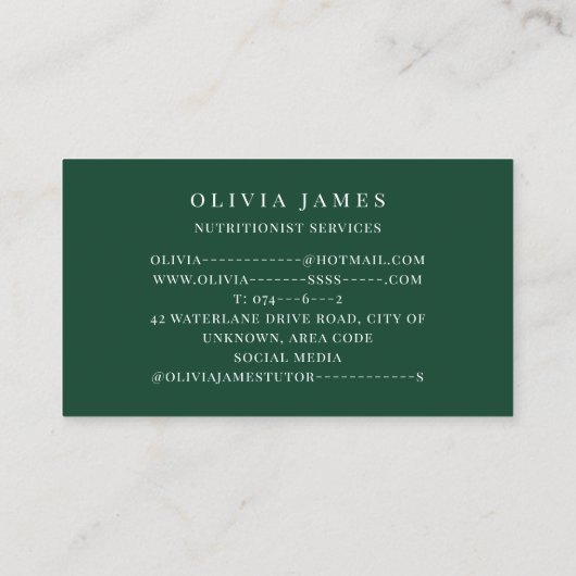 果物カラフル野菜食品栄養栄養栄養士 名刺 (裏面)