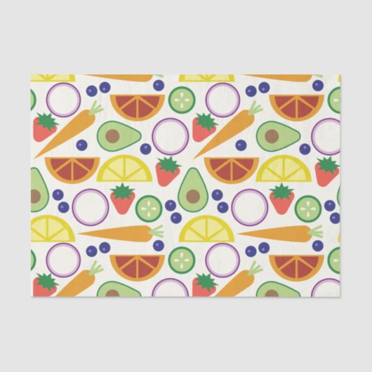 果物モダンと野菜の柄 薄葉紙 (正面)