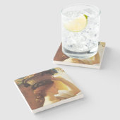 果物入りの女の子(Frederic Leighton) ストーンコースター (横)