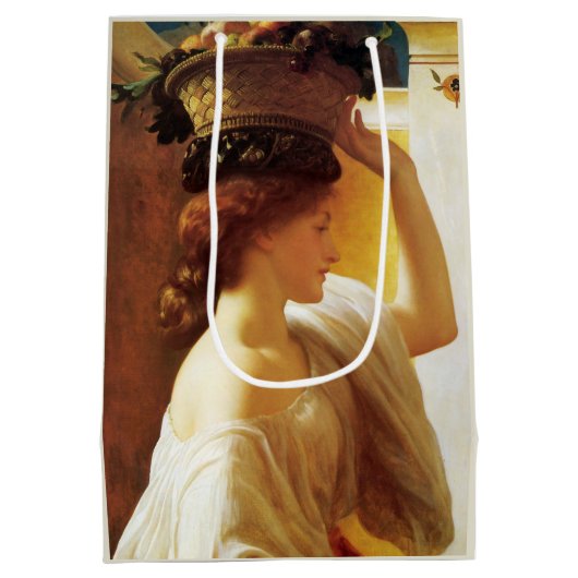 果物入りの女の子(Frederic Leighton) ミディアムペーパーバッグ (裏面)