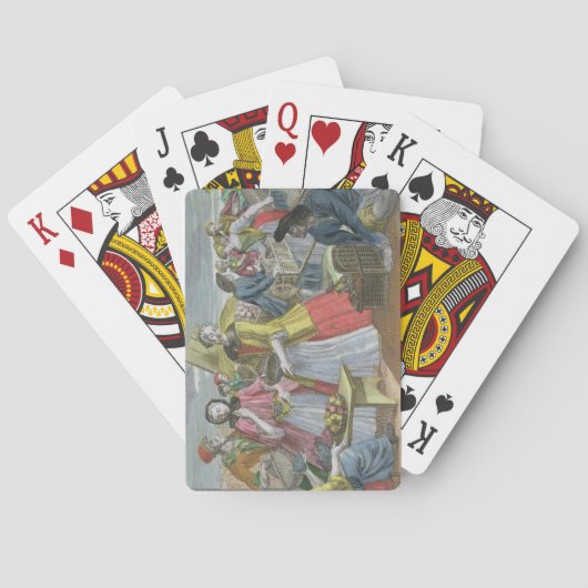 果物市場(色付き版木、銅版、版画) トランプ (裏面)