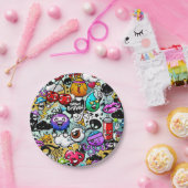 果物熱狂すると野菜の落書きアート ペーパープレート (パーティー)