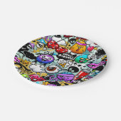 果物熱狂すると野菜の落書きアート ペーパープレート (アングル)