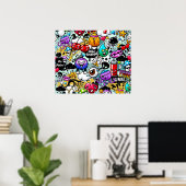 果物熱狂する・野菜グラフィティ ポスター (ホームオフィス)