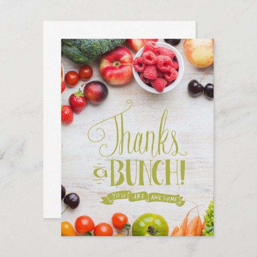 果物野菜の食料品店をテーマにした サンキューカード (正面/裏面)
