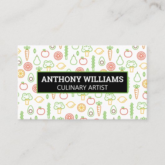 果物野菜パターン背景 名刺 (正面)