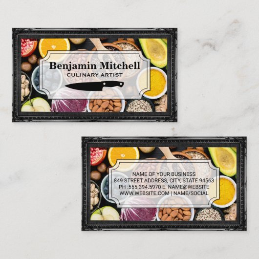 果物野菜 |料理アーティスト |アンティーク枠 名刺 (正面/裏面)