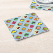 果物驚き スクエアペーパーコースター (アングル)