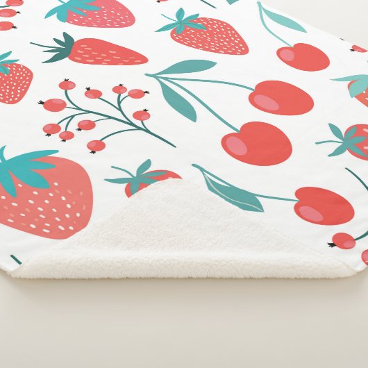 果物、いちごなどの模様 シェルパブランケット (3/4)
