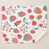 果物、いちごなどの模様 シェルパブランケット (正面(横))