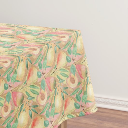果物、桃、梨、レモン、水彩 テーブルクロス (インサイチュ)