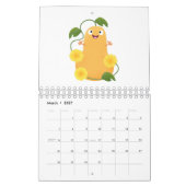 果物、野菜と植物の漫画 カレンダー (3月 2027)