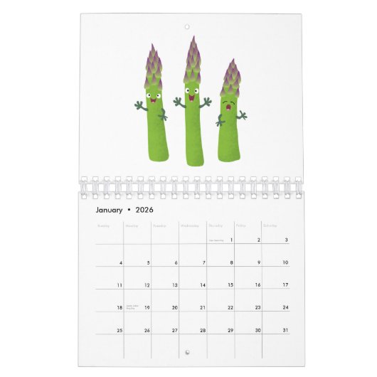 果物、野菜と植物の漫画 カレンダー (1月 2026)