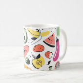 果物、野菜の手描きパターン。 コーヒーマグカップ (正面右)