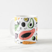 果物、野菜の手描きパターン。 コーヒーマグカップ (正面左)