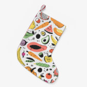 果物、野菜の手描きパターン。 スモールクリスマスストッキング (正面 (吊り時))